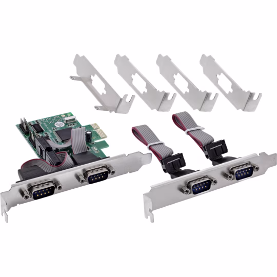 InLine Scheda PCIe a 4 porte RS-232, 4 connettori D-Sub 9, incl. profilo basso